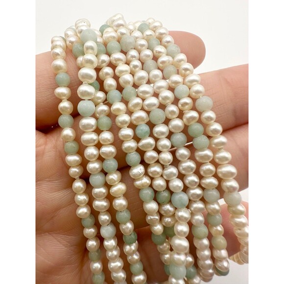 9 strand freshwater Pearl gemstone beaded bracelet 9” - Picture 6 of 7